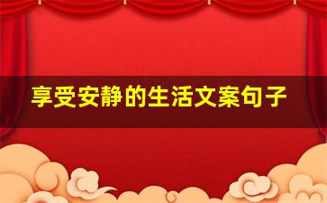 享受安静的生活文案句子