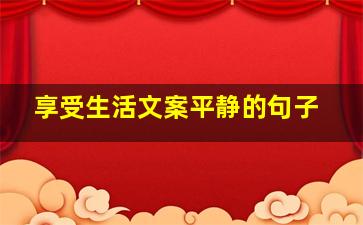 享受生活文案平静的句子