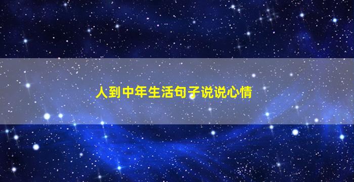 人到中年生活句子说说心情