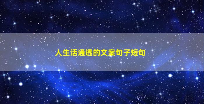 人生活通透的文案句子短句