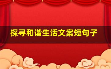 探寻和谐生活文案短句子